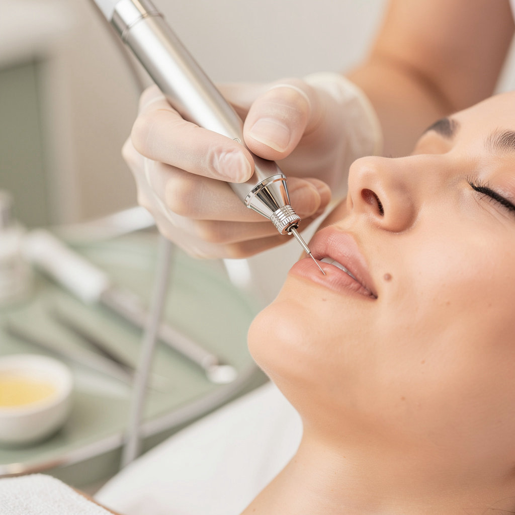 Georgia's Electrolysis & Waxing specialist performing precise electrolysis treatment for permanent hair removal in Santa Barbara